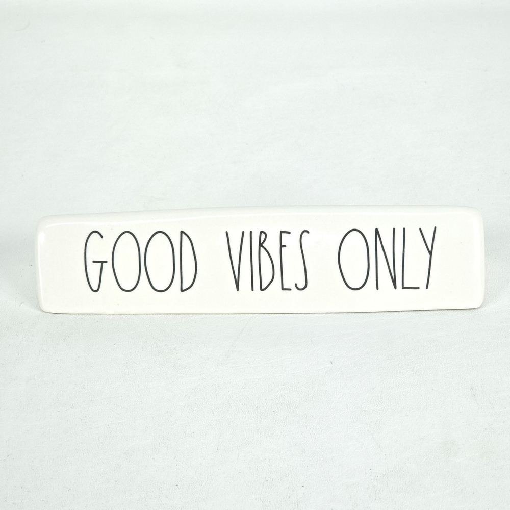 Rae Dunn Good Vibes Only Desk Sign Artisan Collection Magenta Farmhouse Motivate - Picture 7 of 7